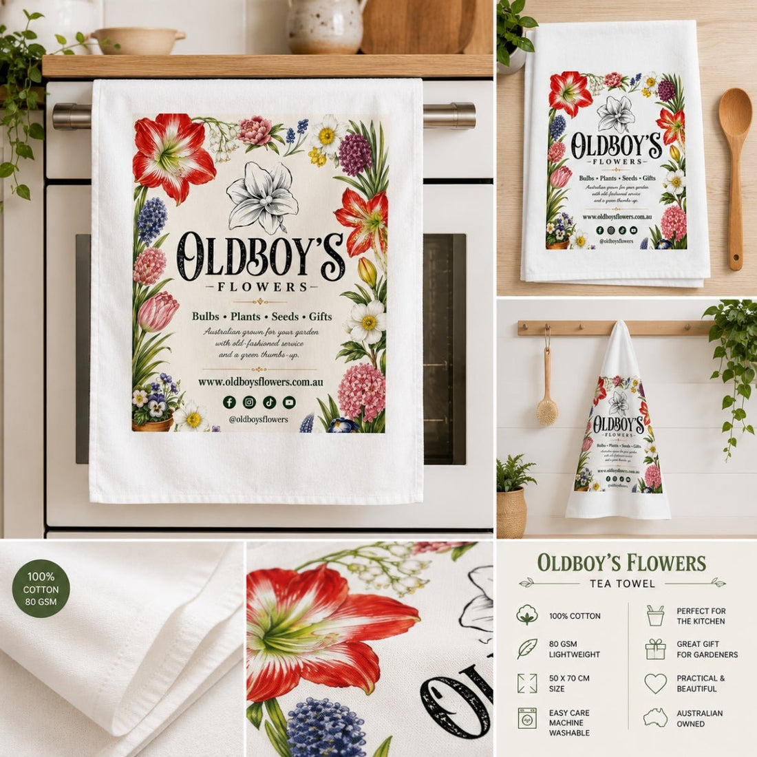 Oldboy’s Flowers Cotton Tea Towel - Oldboy&