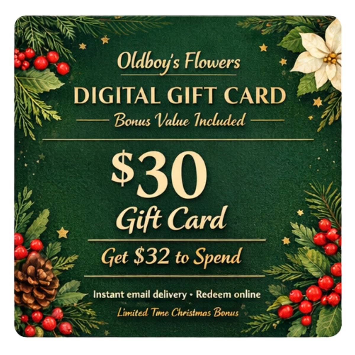 Oldboy’s Flowers Digital Gift Card – Bonus Value Included - Oldboy&
