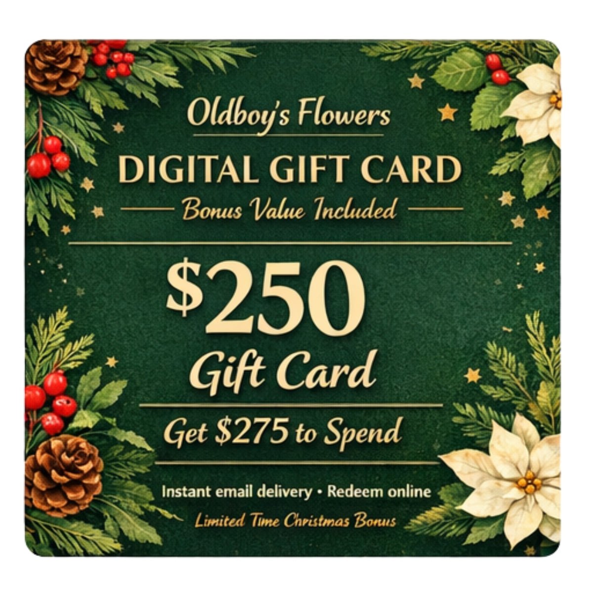 Oldboy’s Flowers Digital Gift Card – Bonus Value Included - Oldboy&