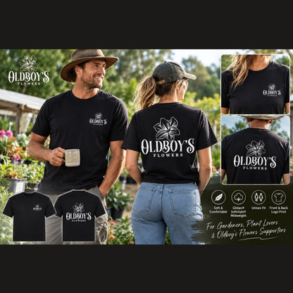 Oldboy’s Flowers Logo T-Shirt | Black Gildan Softstyle Midweight Tee - Oldboy&