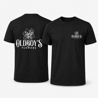 Oldboy’s Flowers Logo T-Shirt | Black Gildan Softstyle Midweight Tee - Oldboy&