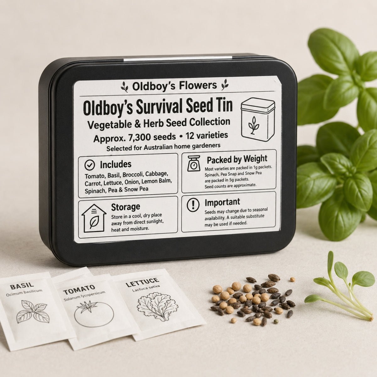 Oldboy’s Survival Seed Tin – Vegetable &amp; Herb Growing Kit - Oldboy&