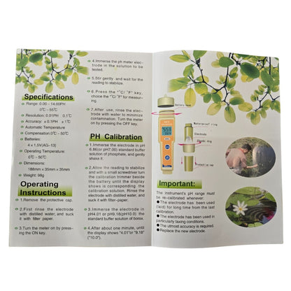 PH‑035 Waterproof pH &amp; Temperature Meter &amp; Tester – Digital Dual Display, 0.00–14.00 pH Range, ATC, Replaceable Electrode – For Soil, Hydroponics, Aquarium, Pool &amp; Lab Use - Oldboy&