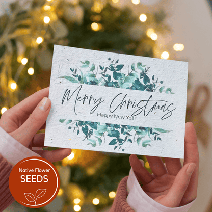Plantable Christmas Eucalypt Bouquet Card – Bottlebrush Seed Paper with Recycled Envelope - Oldboy&