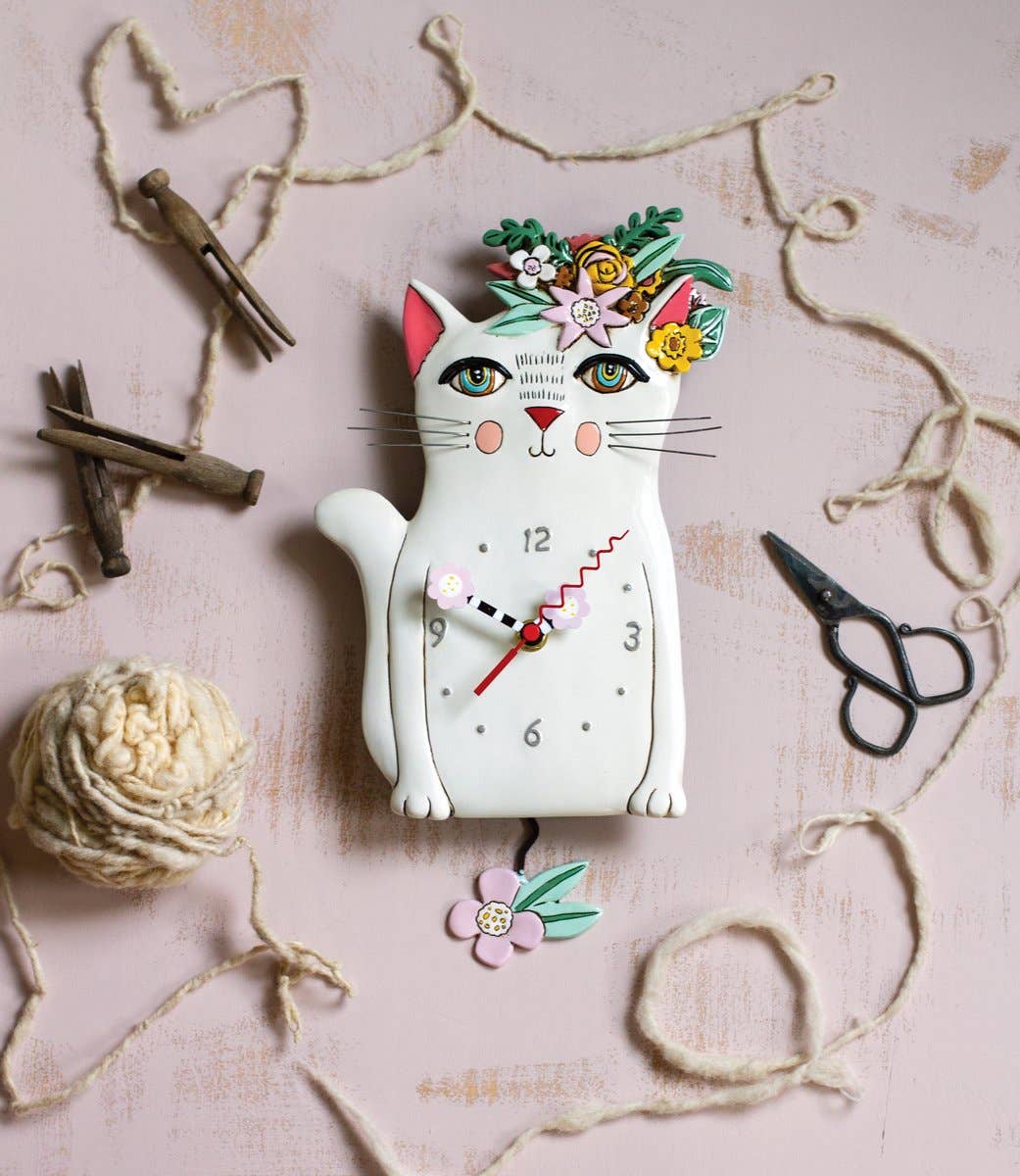 "Pretty Kitty" Clock | Hand - Painted Vintage - Inspired Wall Clock - Oldboy&