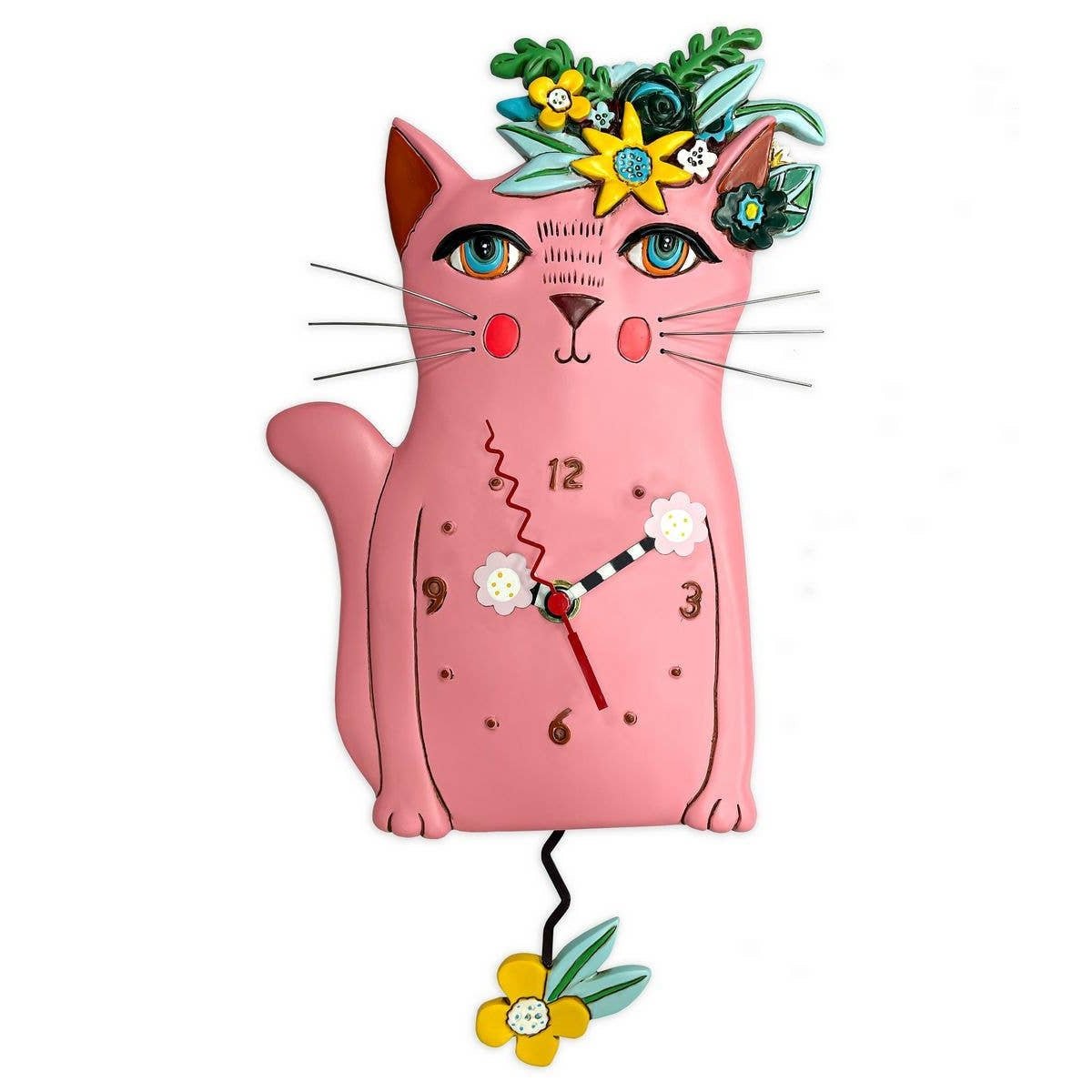 "Pretty Kitty Pink" Clock | Hand - Painted Nature - Inspired Wall Clock - Oldboy&