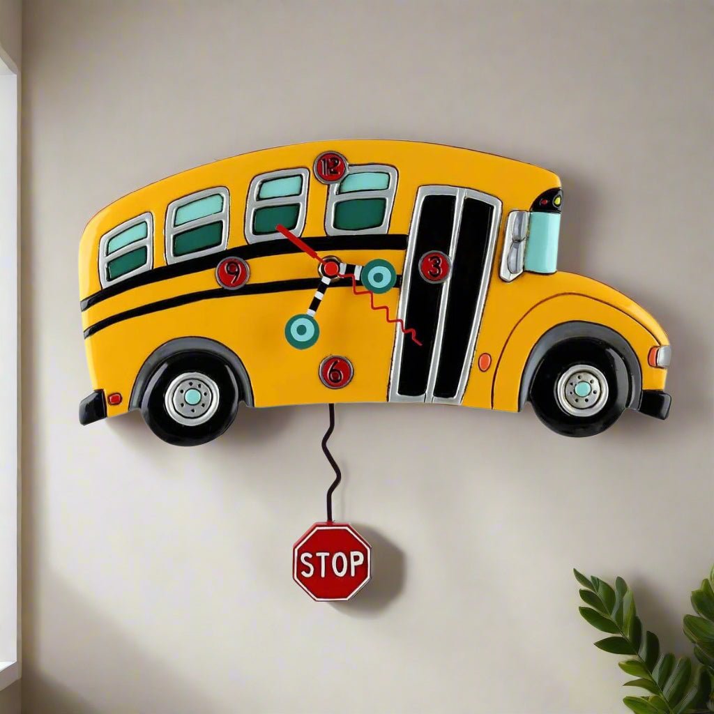 &quot;School Bus&quot; Clock | Hand - Painted Vintage - Inspired Wall Clock - Oldboy&