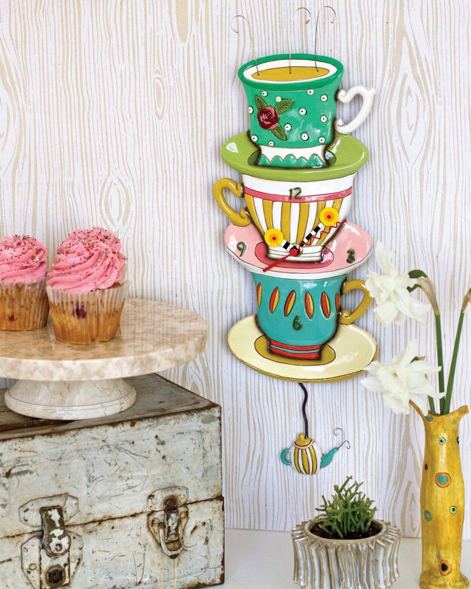 "Spot of Tea" Clock | Hand - Painted Vintage - Inspired Wall Clock - Oldboy&