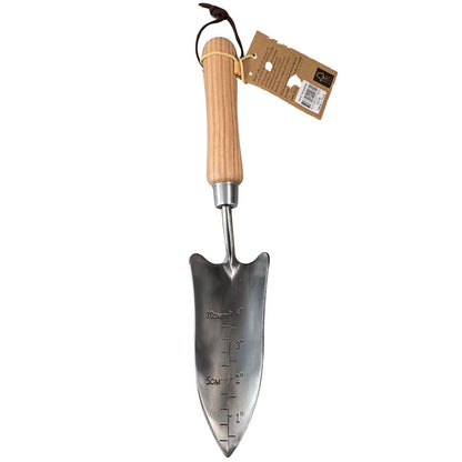 Stainless Steel Hand Transplanter – 335mm Narrow Blade Trowel with FSC Ashwood Handle - Oldboy&