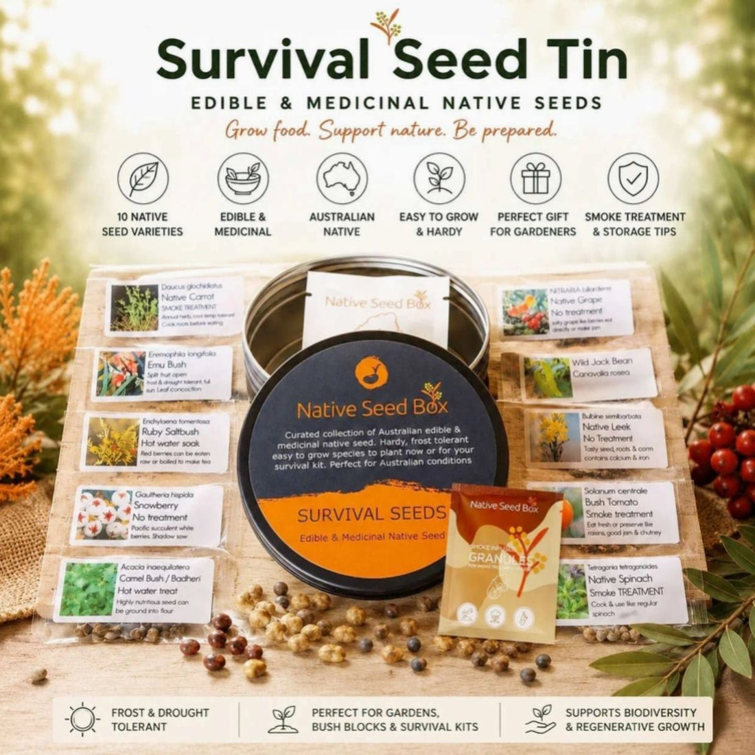 Survival Seed Tin – Native Edible &amp; Medicinal Plant Collection - Oldboy&