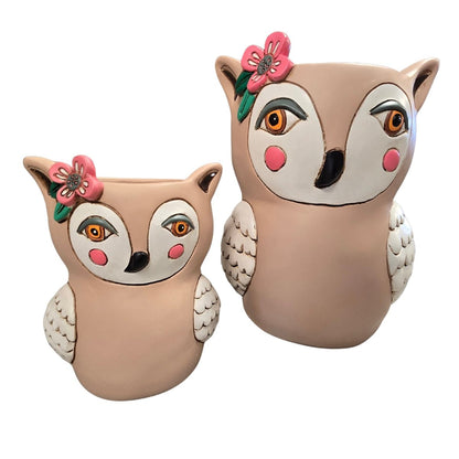 Sweet Owl Planter – Hand‑Painted Polyresin Cat/Owl Planter with Drainage - Oldboy&