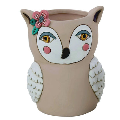 Sweet Owl Planter – Hand‑Painted Polyresin Cat/Owl Planter with Drainage - Oldboy&