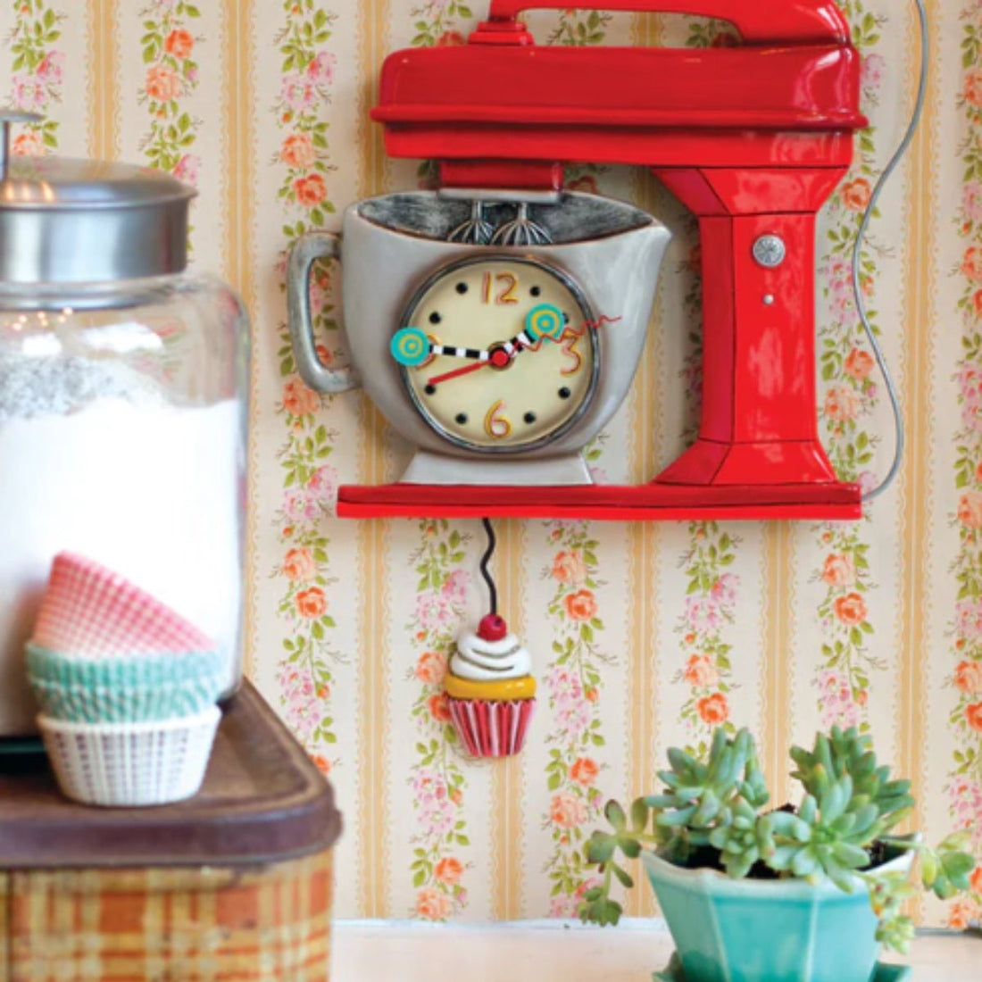 Vintage Mixer Red Clock | Retro Kitchen Wall Clock - Oldboy&