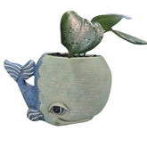 Whale Planter | Hand - Painted Polyresin Ocean - Inspired Planter with Drainage - Oldboy&