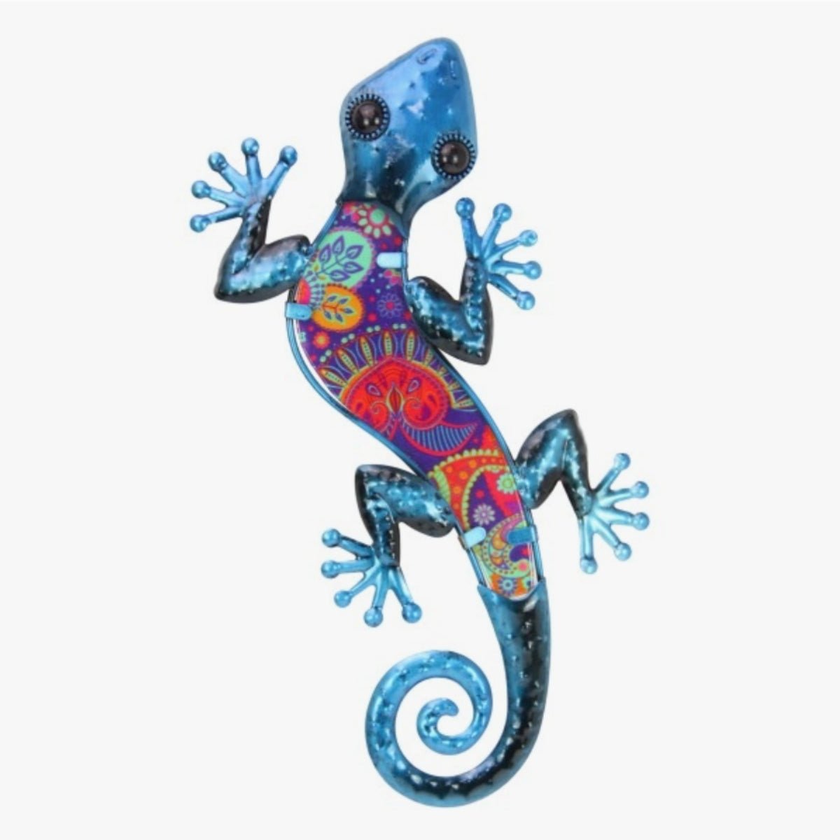 37cm Blue Lizard Wall Art with Colourful Glass - Oldboy&