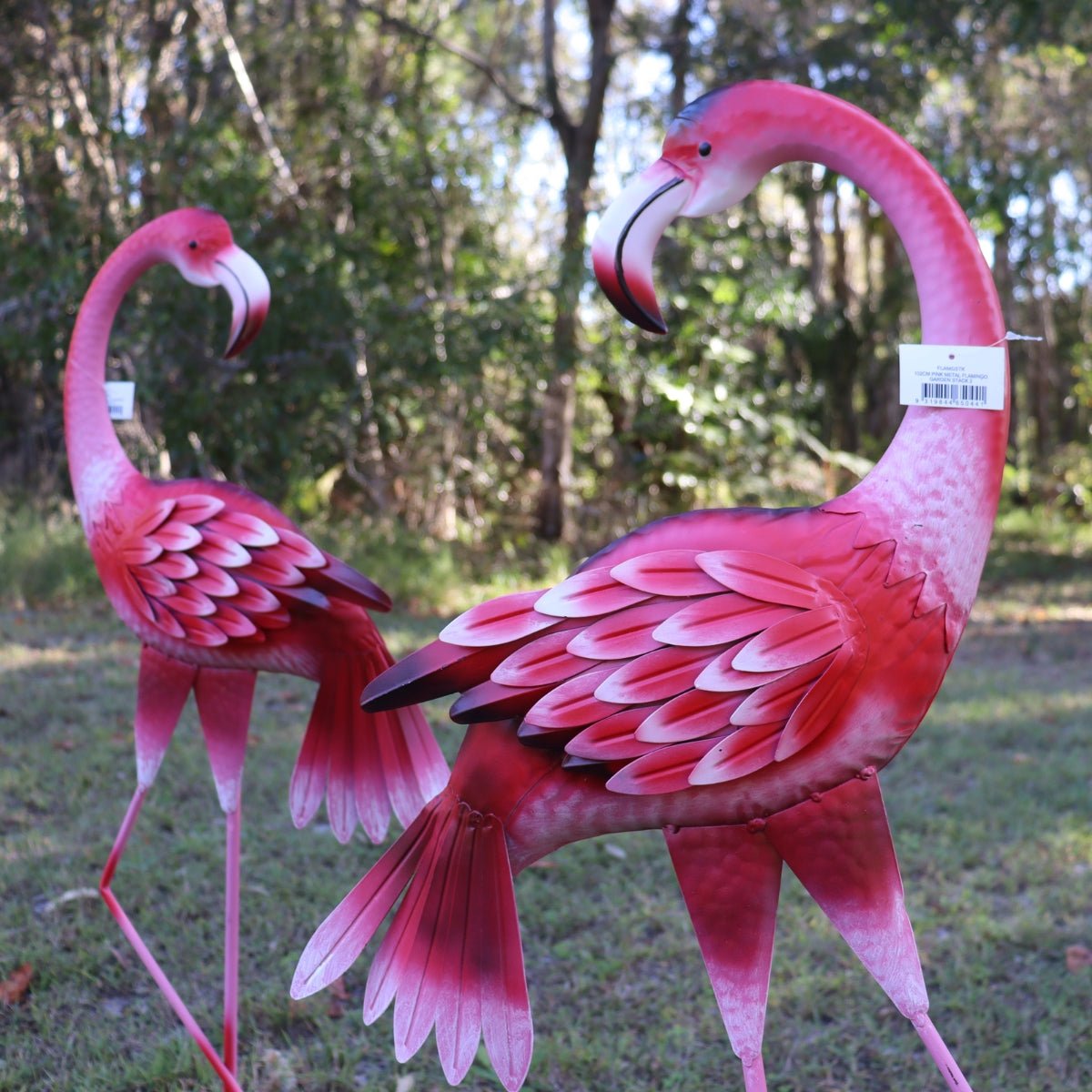 Metal Pink Flamingo Garden Stake Pair - Oldboy&